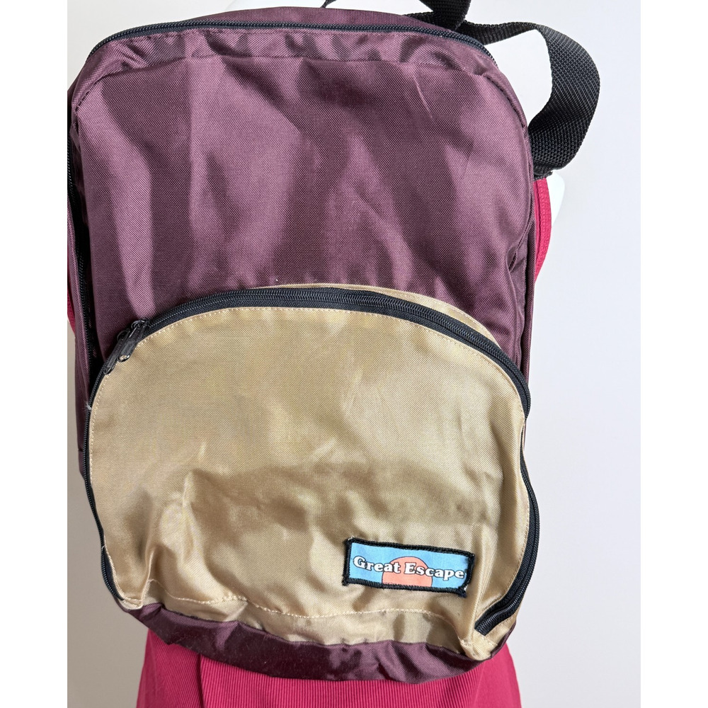 Vtg. 90s Great Escape Backpack Burgundy and Tan